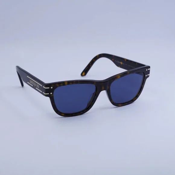 Dior DIORSIGNATURE S6U 20B0 Sunglasses Havana Square Frame, Blue Lenses - Picture 6 of 10